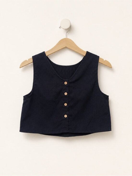 Tops - Button-Front Cropped Tank Top